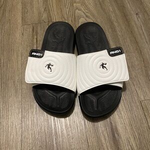 AND1 Black and White Slide Sandals